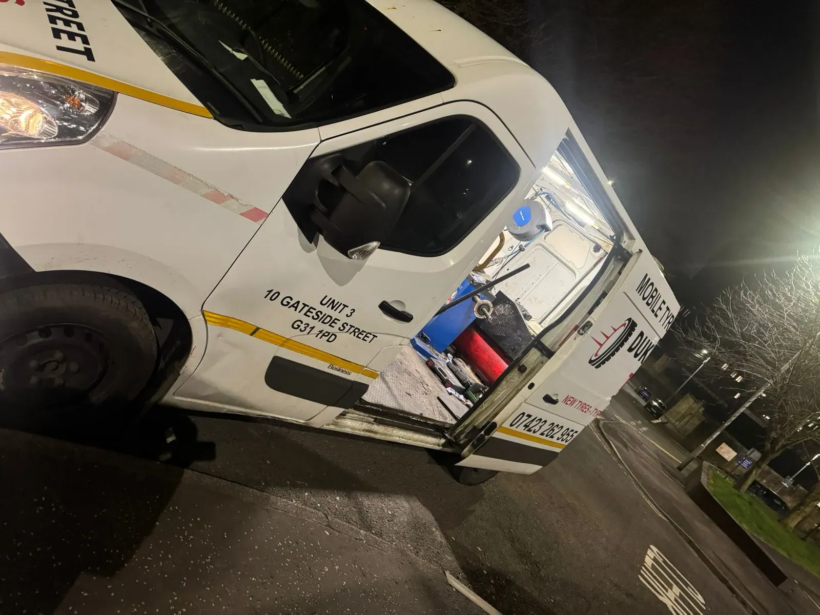 Duke Street Tyres mobile fitting van — 24/7 emergency call-out in Dundee